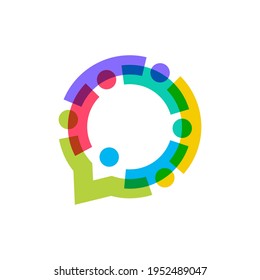 People Family Together Human Unity Chat Bubble Logo Vector Icon Illustration