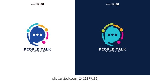 la familia de personas juntos la unidad humana chat burbuja logo icono vector. la gente habla de diseño de logotipo colorido