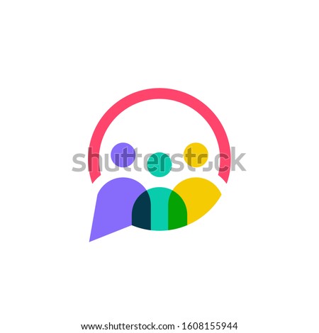 people family together human unity chat bubble logo vector icon