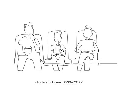 people family watching movies together movie theater lifestyle line art
