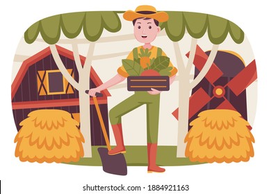 People farmer vector illustration with flat design style.