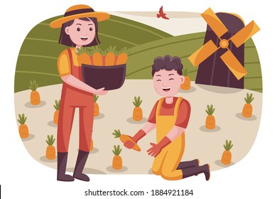 People farmer vector illustration with flat design style.