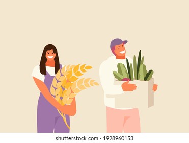 People farmers with harvest vector