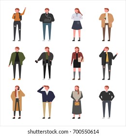 people fashion about autumn vector illustration flat design