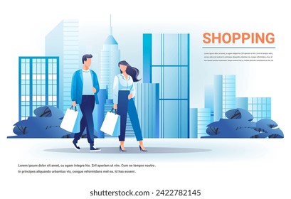 people in fashion clothes holding shopping bags season big sale special offer promotion discount full length copy space