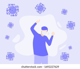 people fear and anxiety because corona virus. people use medical mask. Cartoon vector illustration concept for corona virus covid-19 trend.