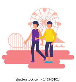 people festival fun fair event amusement park vector illustration