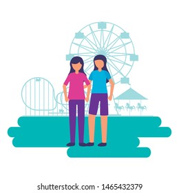 people festival fun fair event amusement park vector illustration