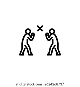 people fight outline icon. figure fighting line art illustration.