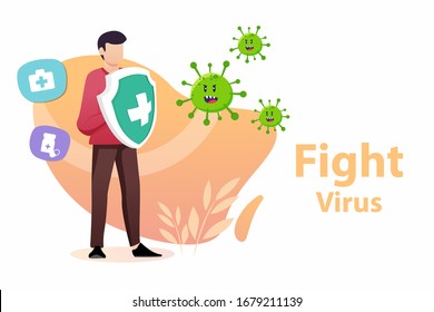 People fight virus concept. corona viruses vaccine concept. end of 2019-ncov. don't be afraid of the corona virus concept.