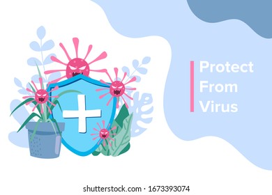 people fight virus concept. Vector Illustration