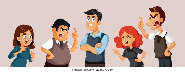 People Fighting Screaming and Arguing Vector Cartoon Illustration. Family relative screaming and shouting at each other for inheritance money 