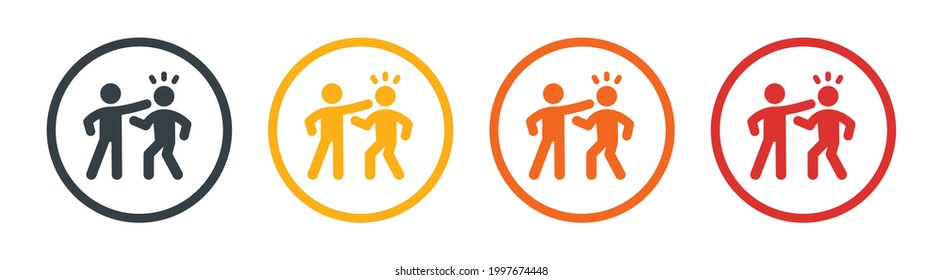 People fighting vector icon sign isolated on white background. Man punch someone in the face, violence symbol.