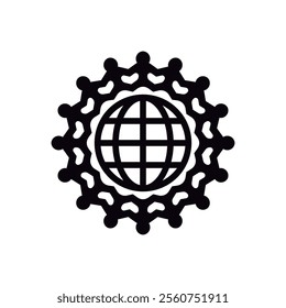 People figure around of world globe symbol. Vector isolated on a white background.