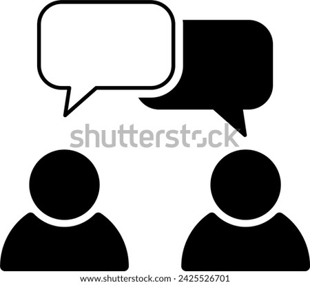 People Figures and Blank Speech Bubbles or Clouds Conversation Communication Message Symbol Element Icon with Empty Space for Text. Vector Image.