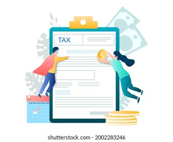 People Filing Tax Form Flat Vector Stock Vector (Royalty Free ...