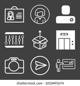 People filled and outline vector icon set on black background