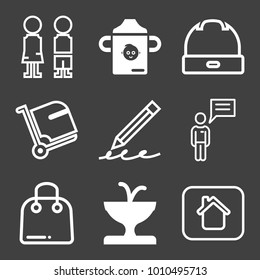 People filled and outline vector icon set on black background