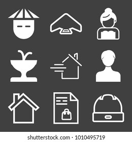 People filled and outline vector icon set on black background