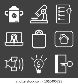 People filled and outline vector icon set on black background
