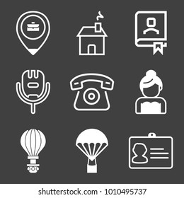 People filled and outline vector icon set on black background