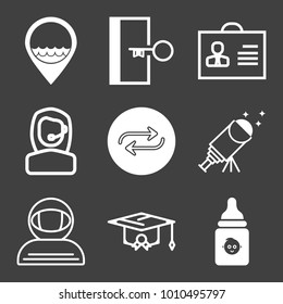People filled and outline vector icon set on black background