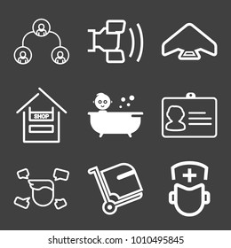 People filled and outline vector icon set on black background