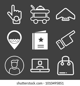 People filled and outline vector icon set on black background