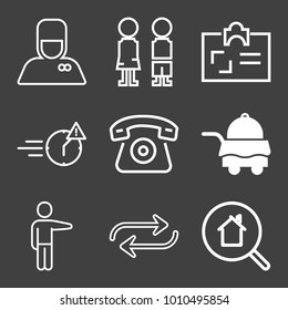 People filled and outline vector icon set on black background