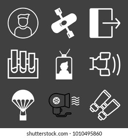 People filled and outline vector icon set on black background
