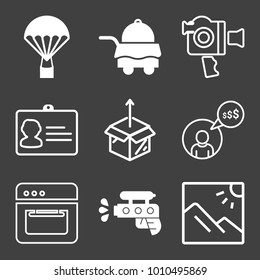 People filled and outline vector icon set on black background