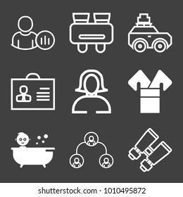 People filled and outline vector icon set on black background