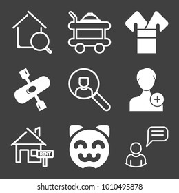 People filled and outline vector icon set on black background