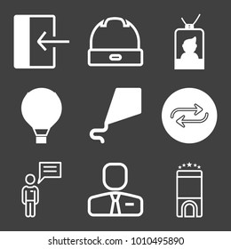 People filled and outline vector icon set on black background