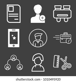 People filled and outline vector icon set on black background