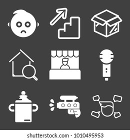 People filled and outline vector icon set on black background