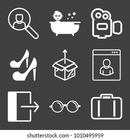 People filled and outline vector icon set on black background