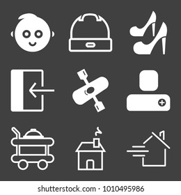 People filled and outline vector icon set on black background