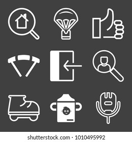 People filled and outline vector icon set on black background