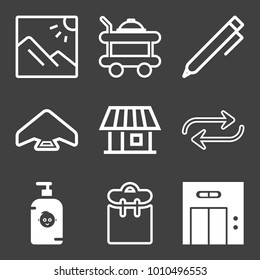 People filled and outline vector icon set on black background