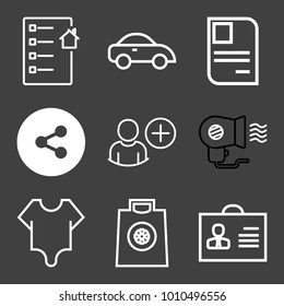 People filled and outline vector icon set on black background