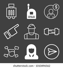 People filled and outline vector icon set on black background