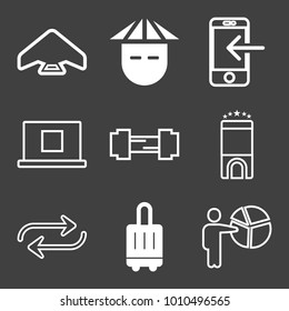People filled and outline vector icon set on black background