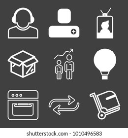People filled and outline vector icon set on black background