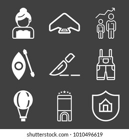 People filled and outline vector icon set on black background