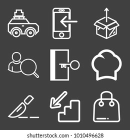 People filled and outline vector icon set on black background