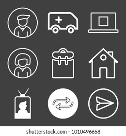 People filled and outline vector icon set on black background