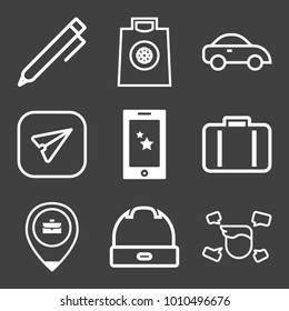 People filled and outline vector icon set on black background