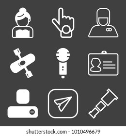 People filled and outline vector icon set on black background