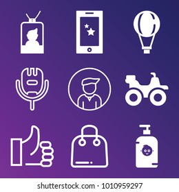 People filled and outline vector icon set on gradient background